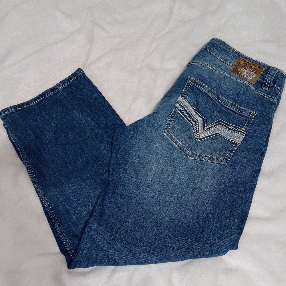 Axe & Crown Jeans Mens 34×30 Blue Handcrafted Outlaw Denim Slim Boot Grunge - Picture 9 of 10